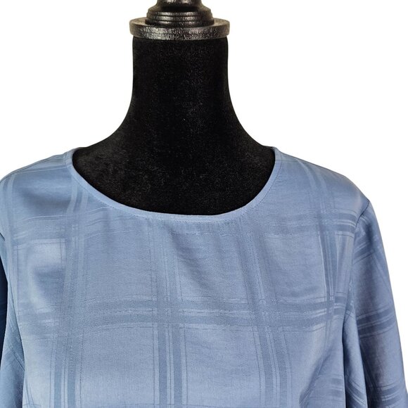 A New Day Womens Blue Houndstooth Blouse Size Medium Elegant Comfortable Casual - Picture 4 of 10